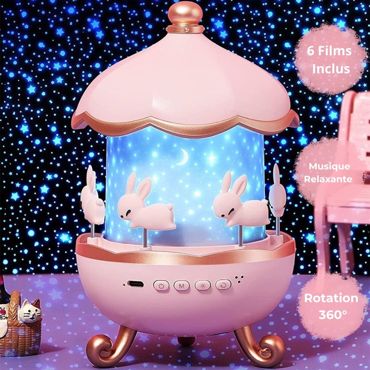 Projecteur Ciel Étoilé Rotatif 360° avec Musique Relaxante