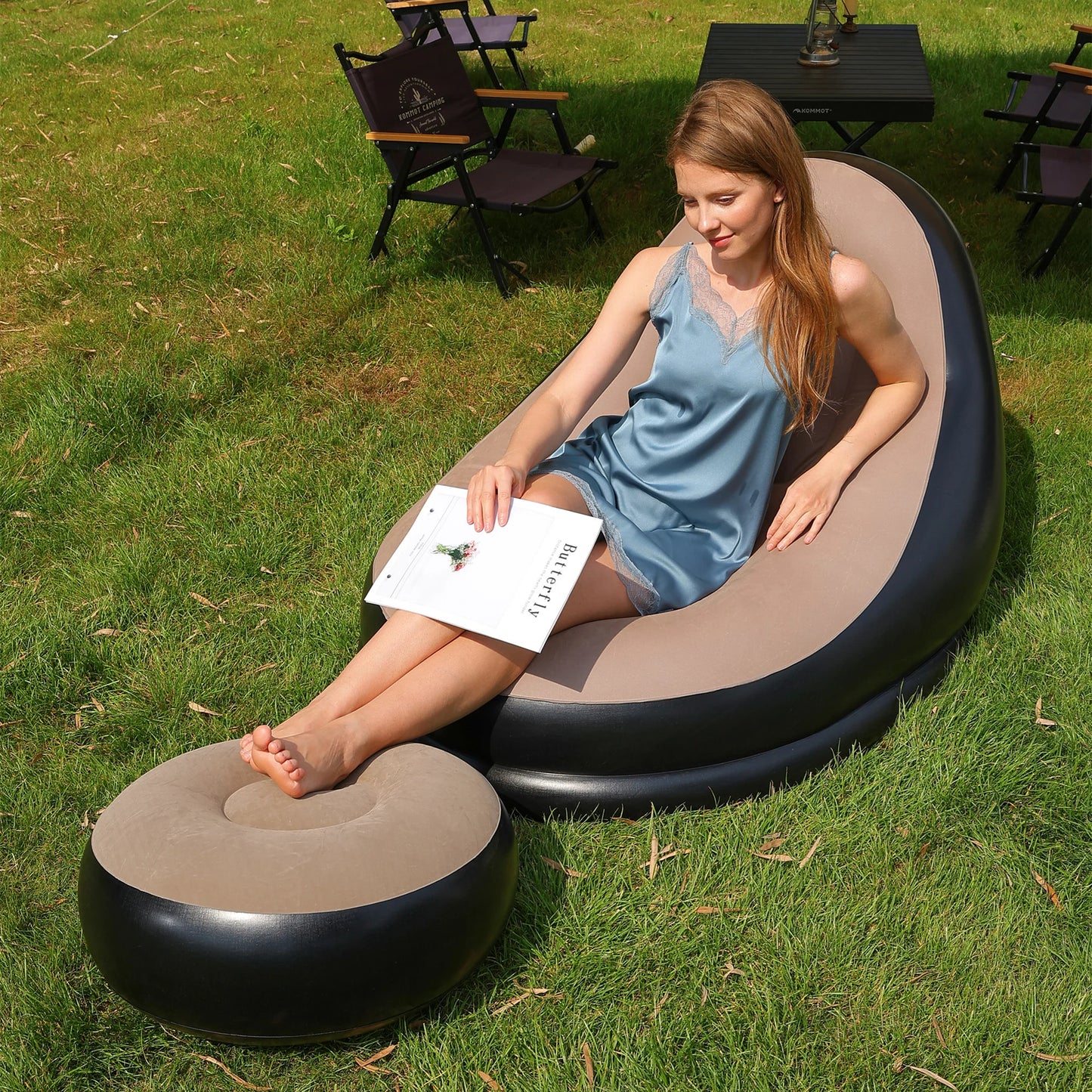 Canapé gonflable avec repose-pieds
