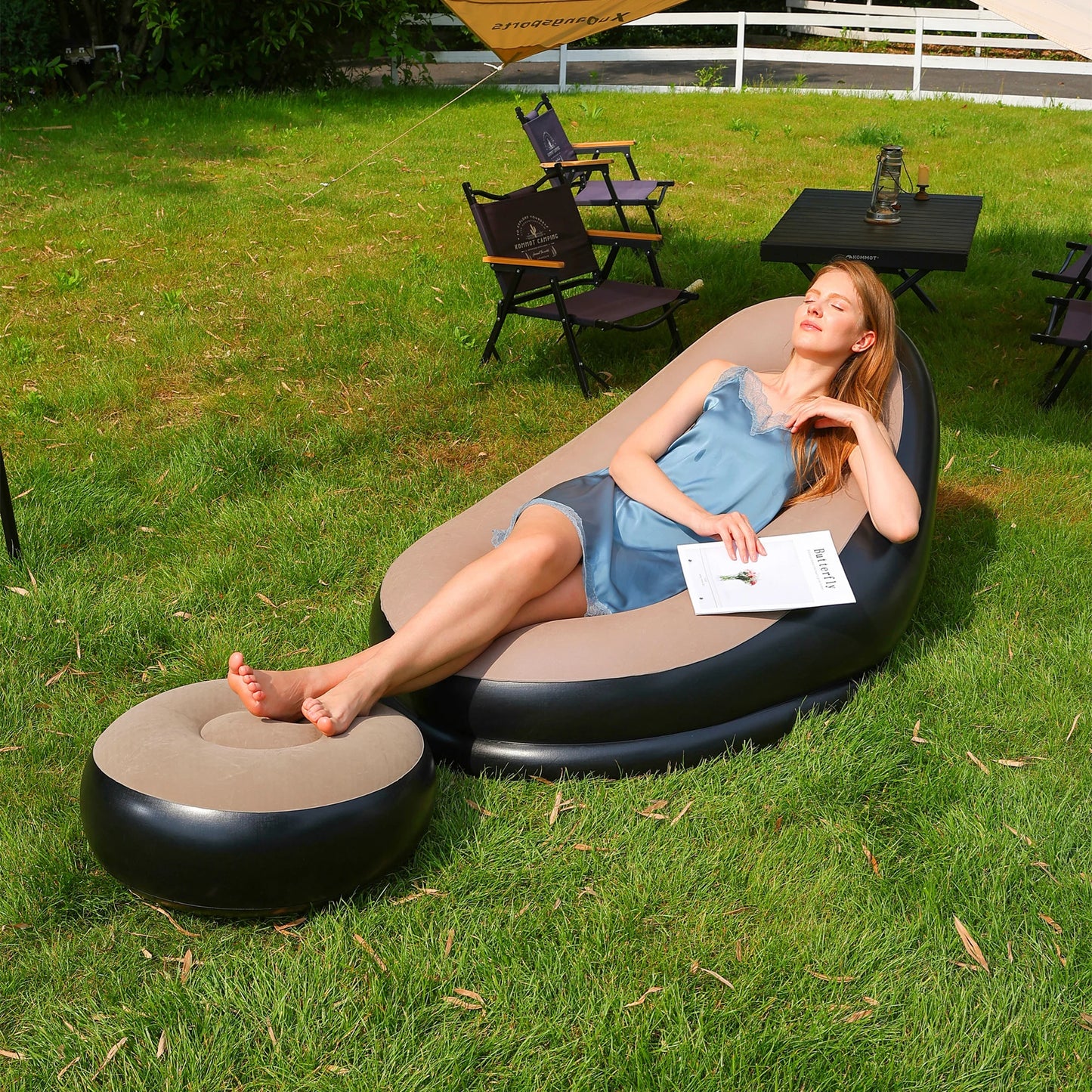 Canapé gonflable avec repose-pieds