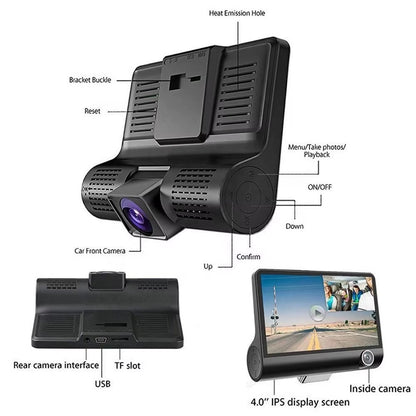 Caméra de tableau de bord 3 en 1 - 1080Hp