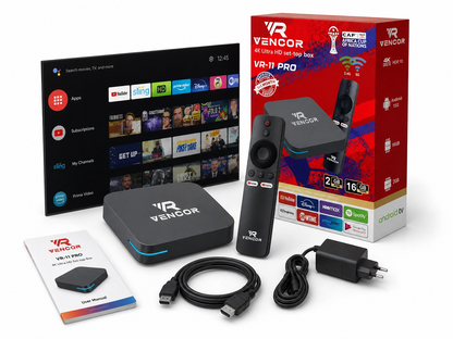 TV BOX VENCOR Android  4K Ultra HD avec 2 ans d'Abonnement