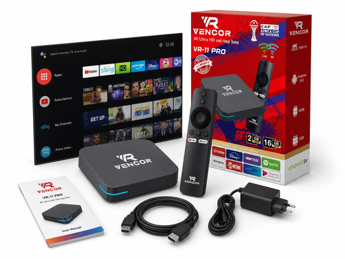 TV BOX VENCOR Android  4K Ultra HD avec 2 ans d'Abonnement