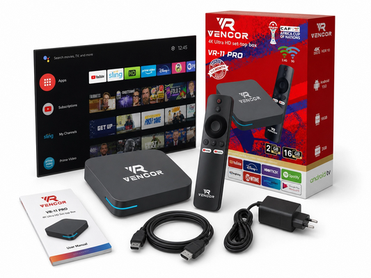 TV BOX VENCOR Android  4K Ultra HD avec 2 ans d'Abonnement