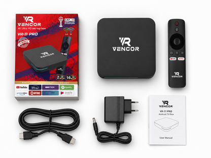 TV BOX VENCOR Android  4K Ultra HD avec 2 ans d'Abonnement